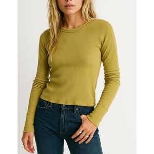DAILY PRACTICE Anthropologie Mustard PeasThermal Long-Sleeve Top Women's Size XS